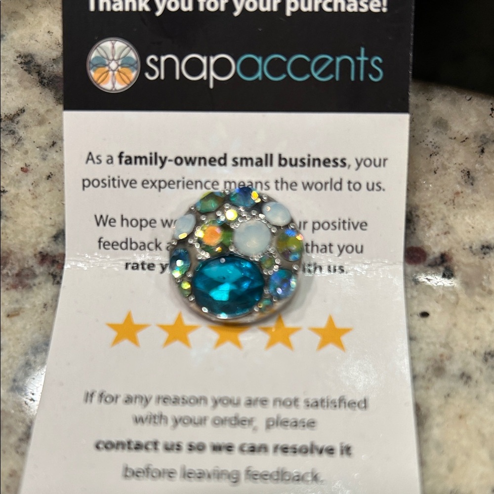 SnapAccents Blue and White Decorative Button